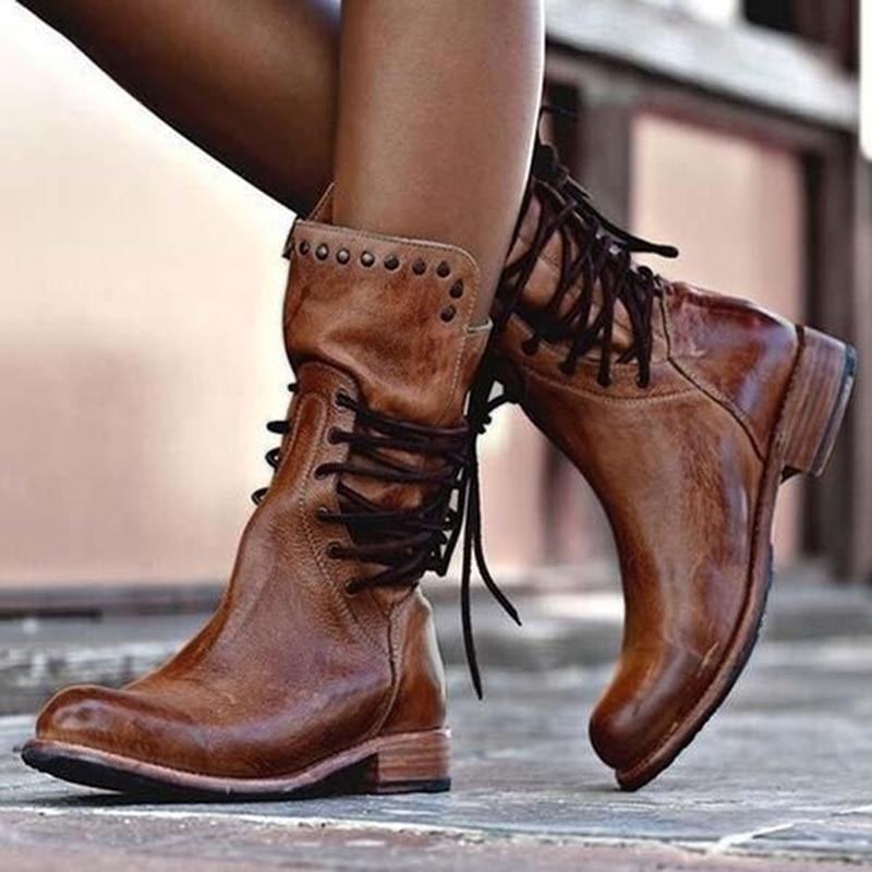 Bottes En Cuir Avec Lacets