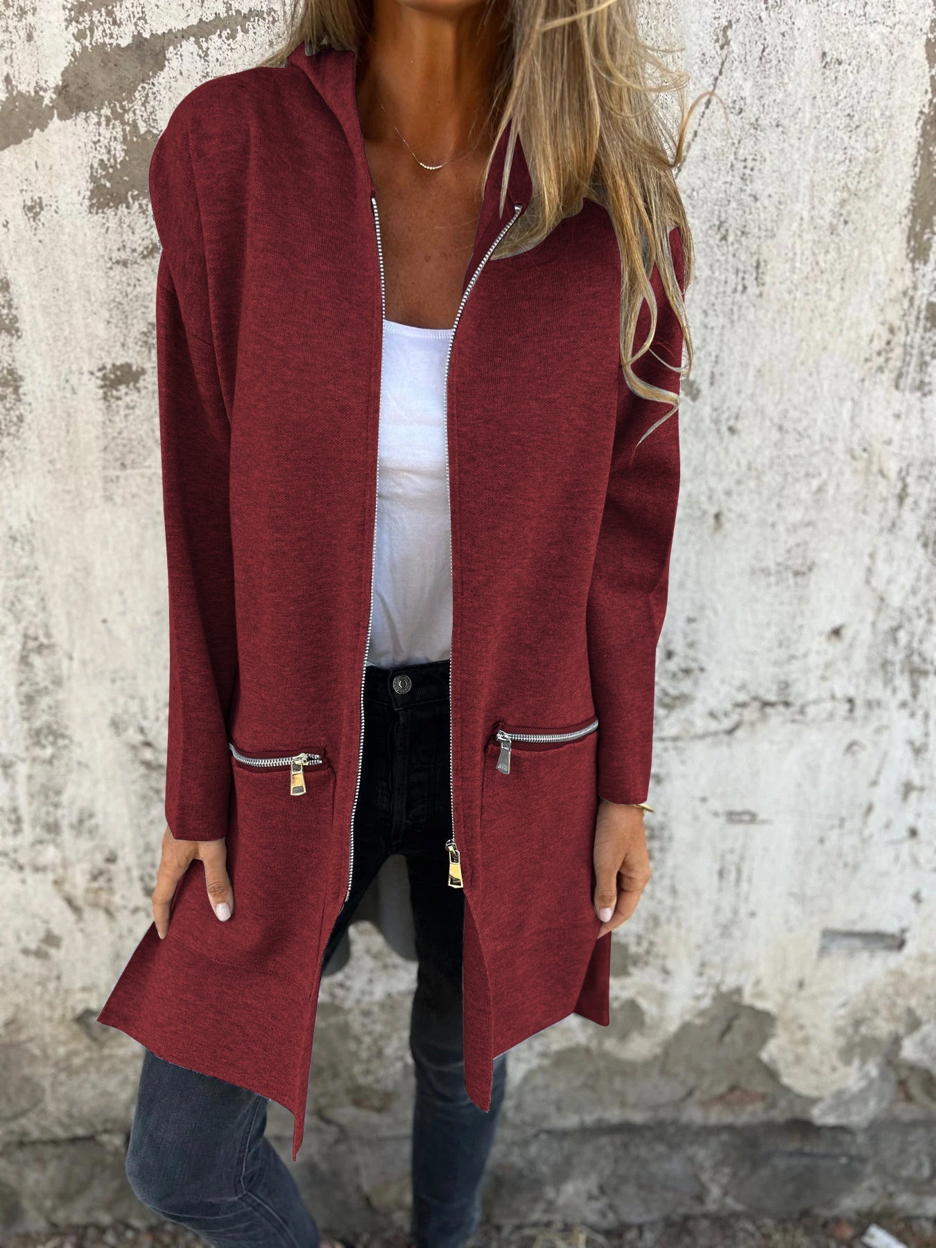 Maria | Casual long-sleeved jacket with crew neck zip