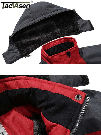 TACVASEN Fleece Lining Mountain Jackets Mens Hiking Jackets Outdoor Removable Hooded Coats Ski Snowboard Parka Winter Outwear